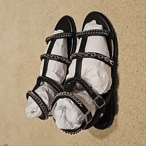 Brand New Pair Of Gothic Punk Chain Sandals. Hot Topic. Size 10.